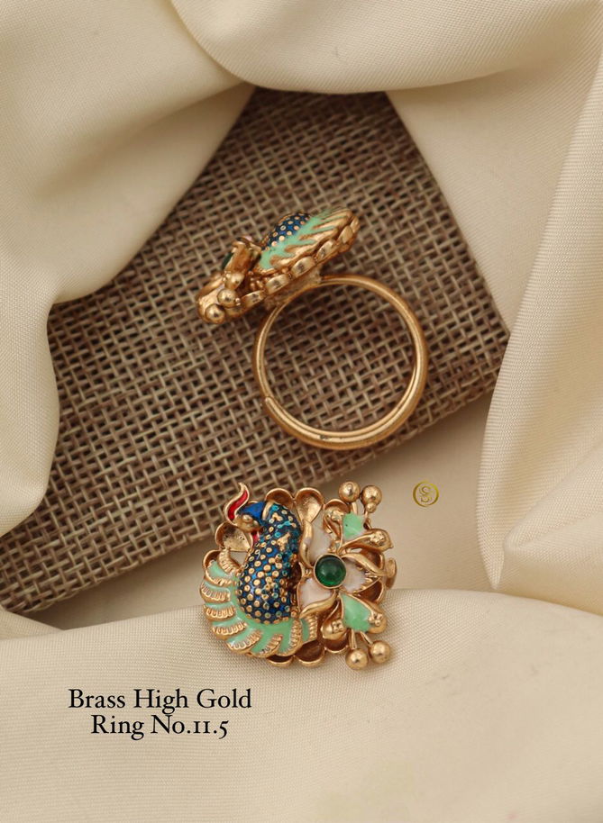 Brass High Gold Matte Ring Set 5 Wholesale Price In Surat
